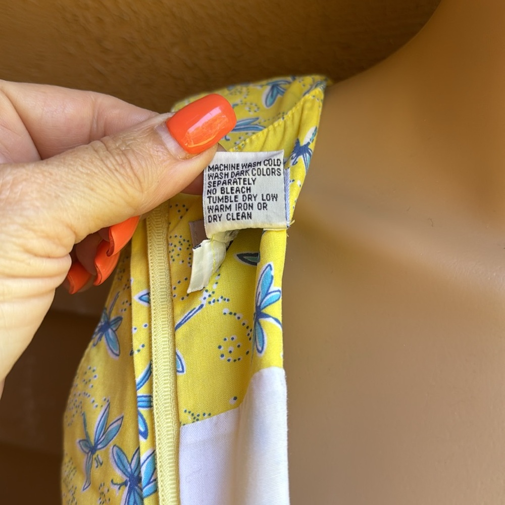 12 Lilly Pulitzer Girl Dragonfly Vibrant Yellow Shift Hidden Lilly Dress Vintage - Picture 6 of 8